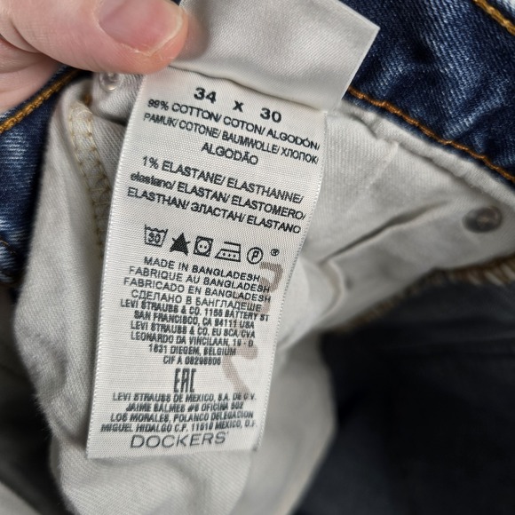 Dockers Straight Fit Denim Blue Jeans 34x30 Whiskered‎ Men's Medium Wash - Picture 5 of 5